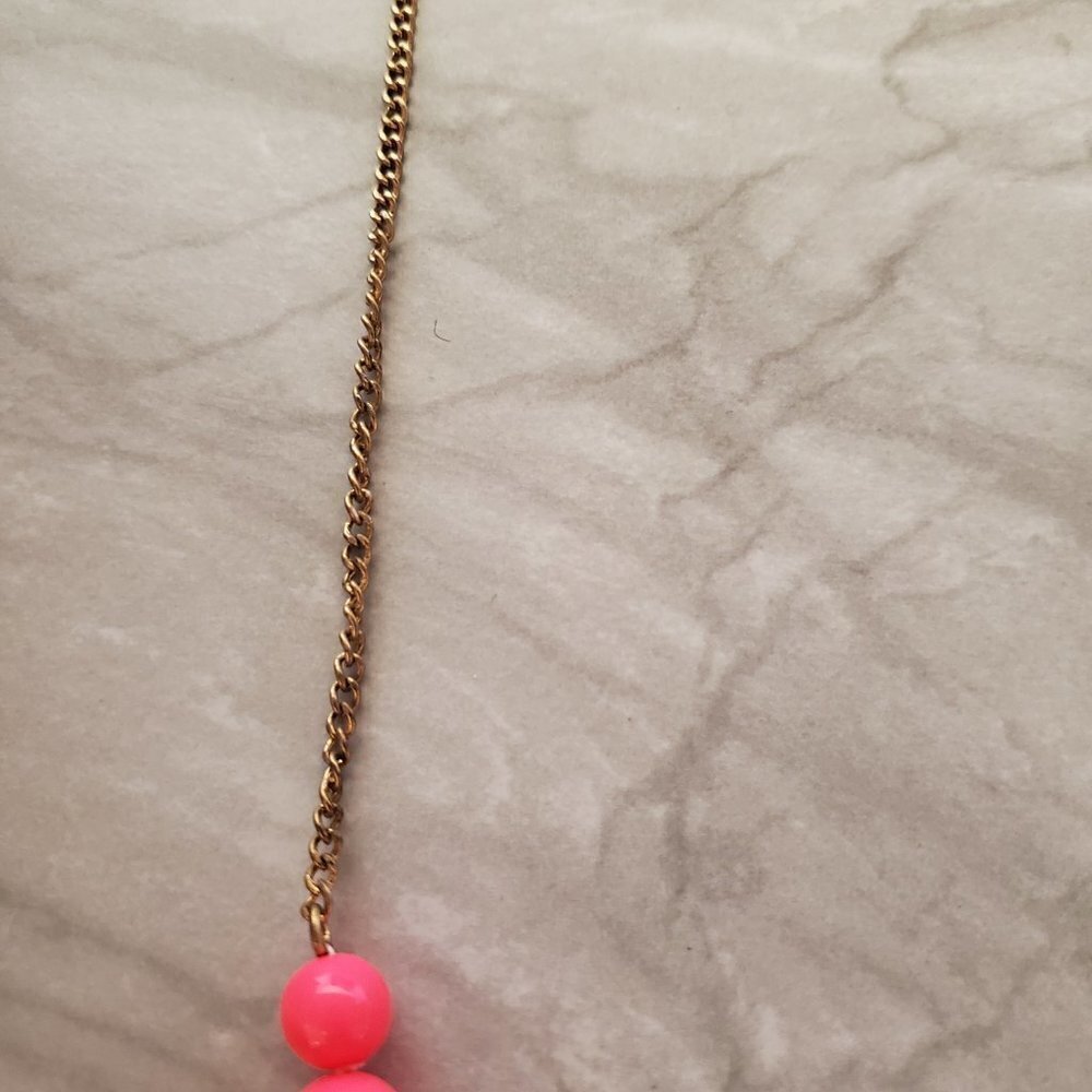 💕 J.Crew Hot Pink Rhinestone Crystal Pave Fire Ball BeadedNecklace 💕 - Picture 12 of 16